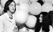 John Lennon and Yoko Ono at the opening of their exhibition You Are Here, 1 July 1968