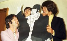 Paul McCartney, George Harrison and Ringo Starr at a Yellow Submarine press screening, 8 July 1968