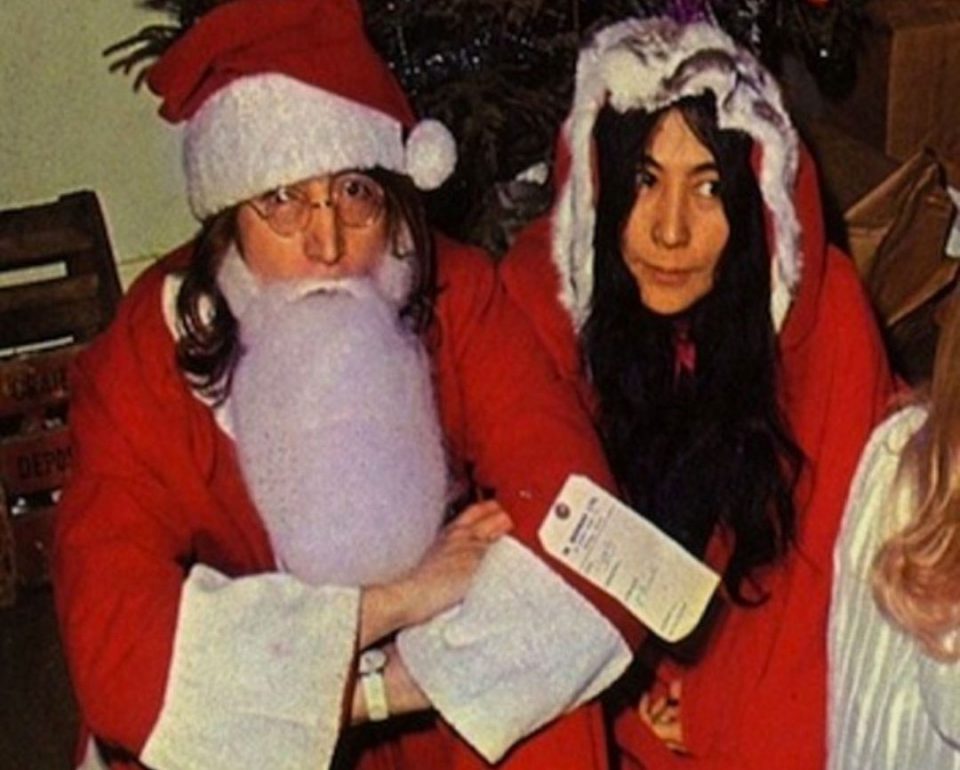 John Lennon and Yoko Ono as Father and Mother Christmas, Apple Christmas party, 23 December 1968