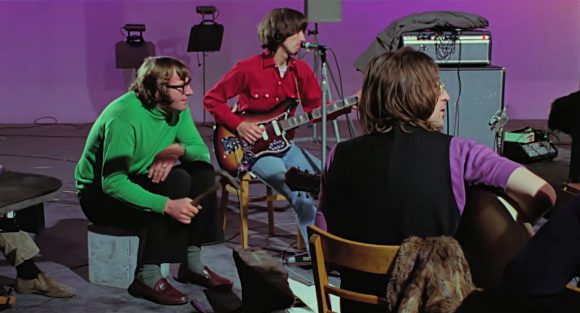 Mal Evans, George Harrison, John Lennon – Twickenham Film Studios, 8 January 1969