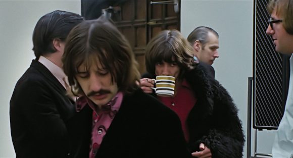 Michael Lindsay-Hogg, Ringo Starr, George Harrison, George Martin, Mal Evans – Apple Studios, 21 January 1969