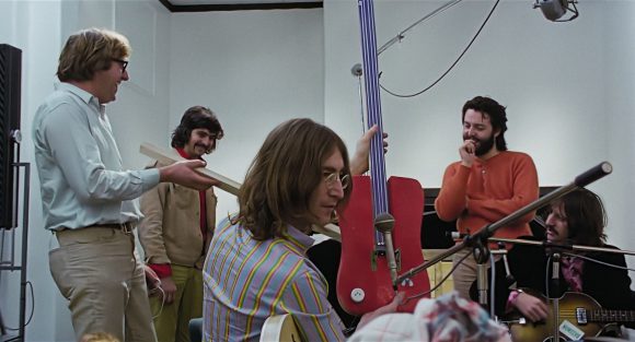 Mal Evans, Tony Richmond, John Lennon, Paul McCartney, Ringo Starr – Apple Studios, 21 January 1969