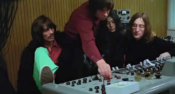 George Harrison, Glyn Johns, Yoko Ono, John Lennon – Apple Studios, 30 January 1969