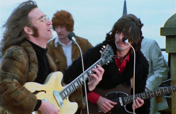 John Lennon, Kevin Harrington, George Harrison – Apple rooftop, 30 January 1969