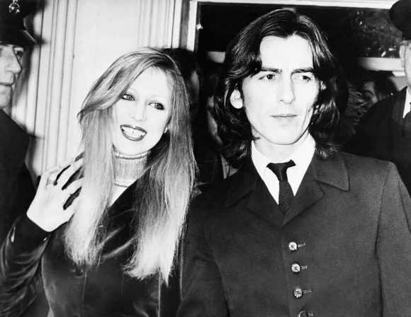 George and Pattie Harrison outside Esher and Walton Magistrates' Court, 31 March 1969
