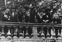 Linda McCartney and Yoko Ono with The Beatles at their final photography session, Tittenhurst Park, 22 August 1969