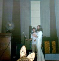 John Lennon and Paul McCartney recording Abbey Road, 1969