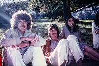 Terry Doran, George and Olivia Harrison at Eric Clapton and Pattie Boyd's wedding party, 19 May 1979