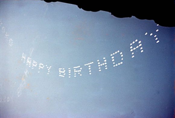 Skywriting on John Lennon's 40th birthday, 9 October 1980