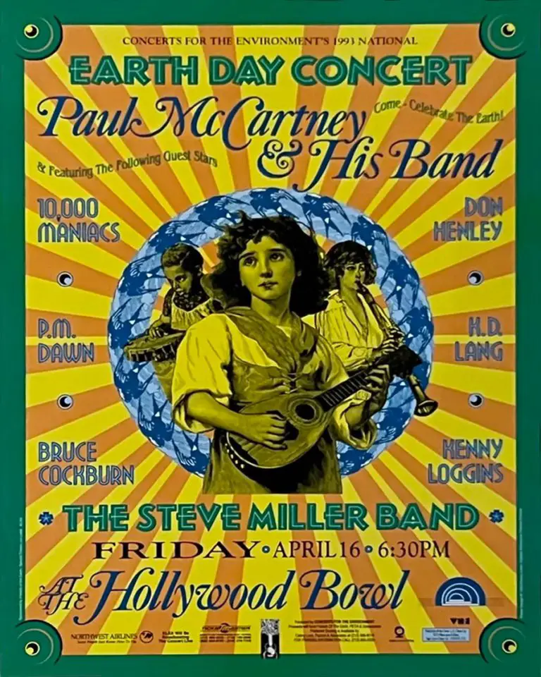 Poster for Paul McCartney at the Hollywood Bowl Earth Day Concert, 16 April 1993