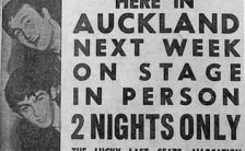 Newspaper advertisement for The Beatles in Auckland, June 1964