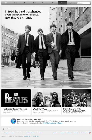 Advertisement for The Beatles on Apple's iTunes