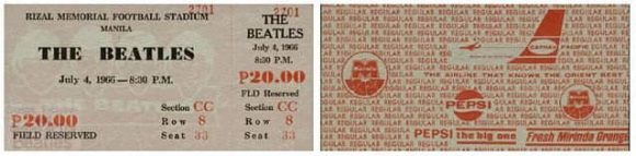 Ticket for The Beatles in Manila, Philippines, 4 July 1966