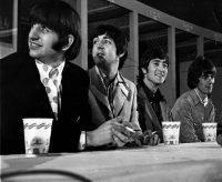 The Beatles at a press conference in Washington, DC, 15 August 1966