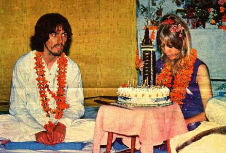 George and Pattie Harrison on her 24th birthday, India, 17 March 1968