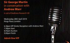 Ticket for George Martin speaking in aid of Deafness Research UK, April 2010