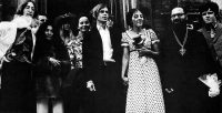 John Lennon and others at the wedding of Alexis Mardas (Magic Alex), 1968