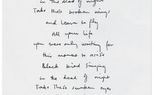 Paul McCartney's handwritten lyrics for Blackbird