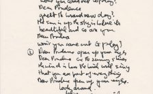 John Lennon's handwritten lyrics for Dear Prudence