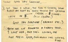 Paul McCartney's handwritten lyrics for Good Day Sunshine