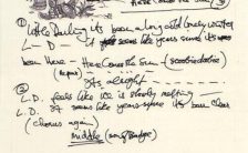 George Harrison's handwritten lyrics for Here Comes The Sun