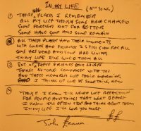 John Lennon's handwritten lyrics for In My Life