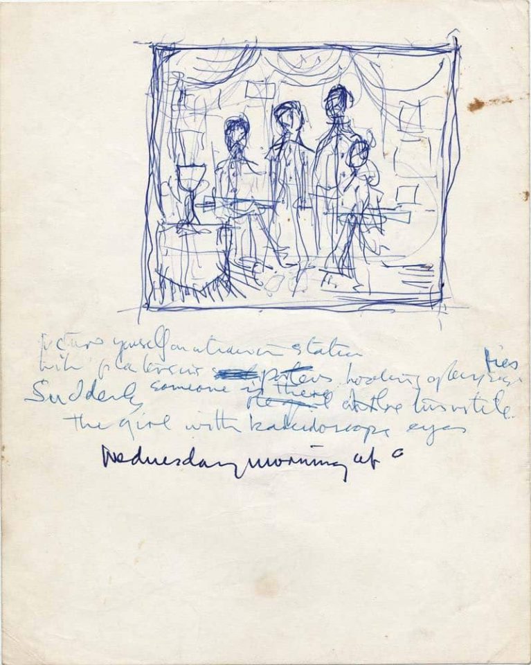 John Lennon's handwritten lyrics for Lucy In The Sky With Diamonds