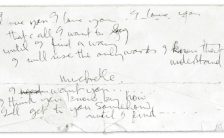 Paul McCartney's handwritten lyrics for Michelle