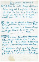 Paul McCartney's handwritten lyrics for Country Dreamer