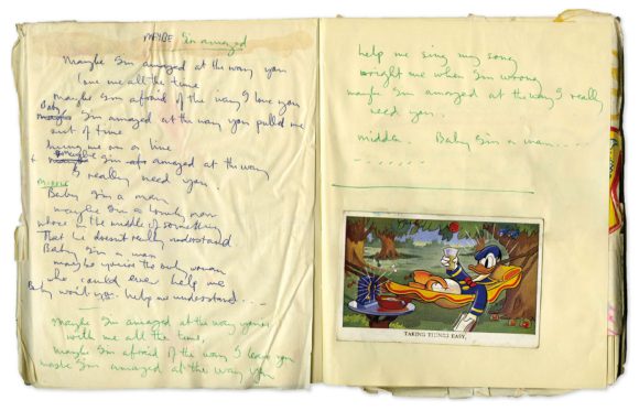 Paul McCartney's handwritten lyrics for Maybe I'm Amazed