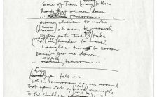 Paul McCartney's handwritten lyrics for Women And Wives