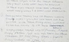 George Harrison's handwritten lyrics for Piggies