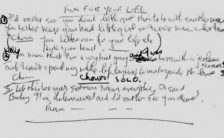 John Lennon's handwritten lyrics for Run For Your Life
