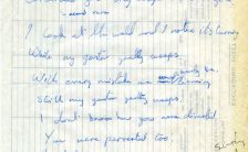 George Harrison's handwritten lyrics for While My Guitar Gently Weeps