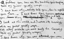 George Harrison's handwritten lyrics for While My Guitar Gently Weeps