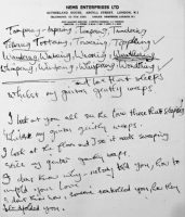 George Harrison's handwritten lyrics for While My Guitar Gently Weeps