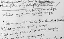 George Harrison's handwritten lyrics for While My Guitar Gently Weeps