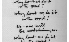 Paul McCartney's handwritten lyrics for Why Don't We Do It In The Road?