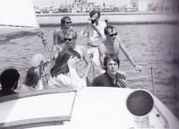 Paul McCartney and others sailing to Santa Catalina Island, California, 24 June 1968