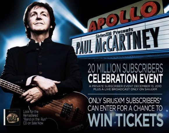 Advertisement for Paul McCartney at the Apollo Theater, New York, 13 December 2010