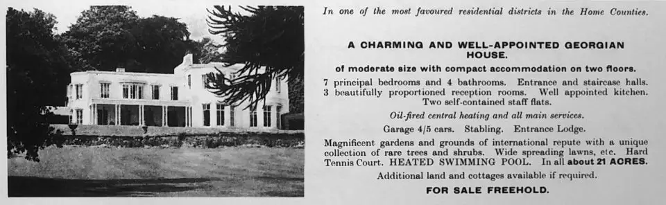 Advertisement for Tittenhurst Park in Ascot, Country Life magazine, 1969