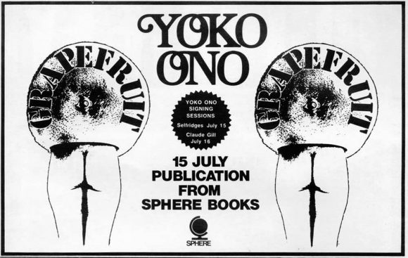 Advert for Yoko Ono's Grapefruit signing sessions in London, July 1971
